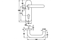 Hafele - Комплект дверних ручок PZ 8 нержавіюча сталь матова модель  PDH4102 - 903.92.922