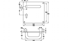 Hafele - Комплект дверних ручок PZ 8 нержавіюча сталь матова модель  PDH4102 - 903.92.924