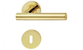 Hafele - Комплект дверних ручок WC 8 нержавіюча сталь, колір латуні полірованої, покриття PVD, модель PDH4172 - 903.93.094