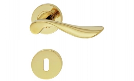 Hafele - Комплект дверних ручок WC 8 нержавіюча сталь, колір латуні полірованої, покриття PVD, модель PDH4179 - 903.93.259