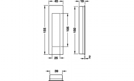 Hafele - Ручка врізна закрита алюміній колір сірий 155x45 мм - 904.00.386