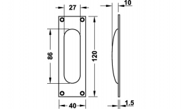 Hafele - Ручка 120х40 мм прямокут., PZ, алюм., нове срібло - 904.02.322