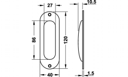 Hafele - Ручка 120х40 мм заокругл., PZ, алюм., колір сталі - 904.02.429