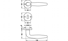 Hafele - Комплек ручок 8 WC анодоване срібло - 904.92.323