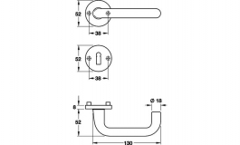 Hafele - Комплект дверних ручок PC з штифтом 8 мм, алюміній сріблястий - 904.92.521