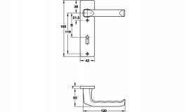 Hafele - Комплект ручок 123х53 мм, алюміній, бронза, WC - 904.93.224