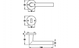 Hafele - Комплект ручок WC 8 алюміній сріблястий, модель A91.38TW-R - 904.93.871