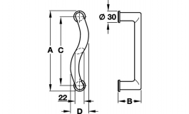 Hafele - Ручка-скоба ліва алюмінієва колір: срібний 210мм - 905.10.832