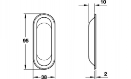 Hafele - Ручка врізна 93х37 мм, пластик, темно-синій - 907.00.450