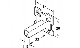 Hafele - Шпиндель 8мм на пластині під планку сталь оцинкована - 909.46.061