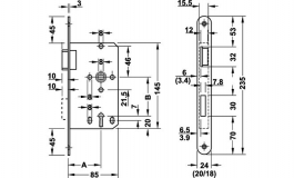 Hafele - Замок врізний К1 CВ правий нержавіюча сталь матовий 18/55/72 (1) - 911.01.112