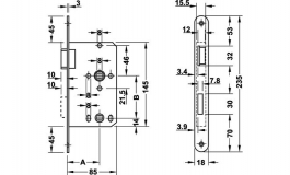 Hafele - Замок врізний К1 WC лівий сталевий колір: срібний лакований 18/55/78 (1) - 911.01.113