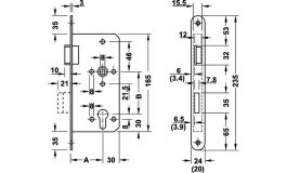 Hafele - Замок врізний К3 PC лівий нержавіюча сталь матова 20/60/72мм (2) U - 911.03.185