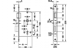 Hafele - Замок врізний CB лівий нержавіюча сталь матовий 20/55/72 (2) - 911.03.252
