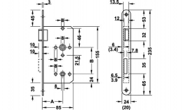 Hafele - Замок врізний WC правий латунь полірований 20/55/78 (1) - 911.03.267