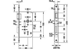 Hafele - Замок врізний  C2 CB нержавіюча сталь 55/18 правий - 911.03.615