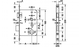 Hafele - Замок врізний К3 PC  нержавіюча сталь по DIN лівий 55/20 мм - 911.04.775