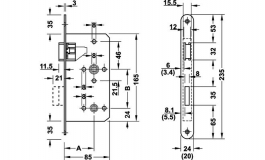 Hafele - Замок врізний WC лівий/правий нержавіюча сталь матовий  55/24 мм - 911.07.113