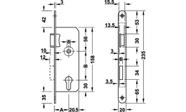 Hafele - Замок GL PC,нержавіюч.сталь  DR25/20 - 911.12.012