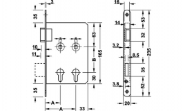 Hafele - Замок врізний PC нержавіюча сталь, розмір до ручки 40/80 мм, ширина лицьової планки 20 мм, по DIN правий - 911.14.004
