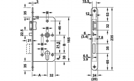 Hafele - Замок врізний PC лівий нержавіюча сталь матовий 20/55/72 - 911.17.032
