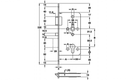 Hafele - Замок врізний PC FP лівий нержавіюча сталь лакована 20/65/72мм (1) - 911.17.424
