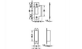 Hafele - Врізний замок защіпка WC нержавіюча сталь полірована  55/24 мм - 911.23.444