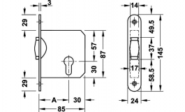 Hafele - Фіксатор-защіпка роликова, 145х24 мм, латунь, полі - 911.24.006