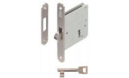 Hafele - Замок врізний для розсувних дверей СВ нержавіюча сталь 55/20 мм - 911.26.024