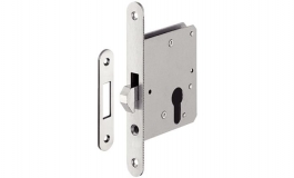 Hafele - Замок врізний з защіпкою для розсувних дверей 55/20 PC нержавіюча сталь матова - 911.26.030