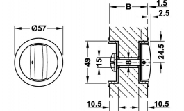 Hafele - Замок для розсувних дверей WC,латунь, воронена з подовгастою врізною ручкою 50/16 - 911.26.095