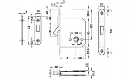 Hafele - Врізний замок WC з засувом 55/20 мм сталь срібляста - 911.26.349