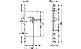 Hafele - Замок для розсувних дверей РС 55/20 сталевий колір: срібний лакований - 911.26.359