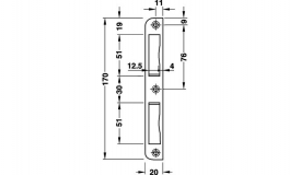 Hafele - Відповідна планка нержавіюча сталь матова 20х20х170мм - 911.39.001