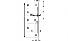 Hafele - Відповідна планка ліва латунь полірована 8х20х170мм - 911.39.025
