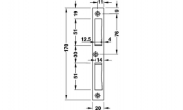 Hafele - Відповідна планка сталь хромована матова 8х20х170 мм - 911.39.088