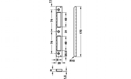 Hafele - Відповідна планка ліва/права сталь колір: срібний 20x8мм - 911.39.125