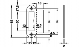 Hafele - Відповідна частина до замка 24x42мм латунь полірована - 911.39.318