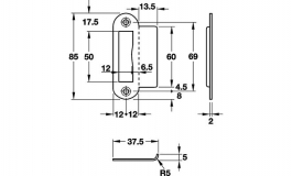 Hafele - Відповідна планка сталь колір: срібний лакований 24x38мм - 911.39.321