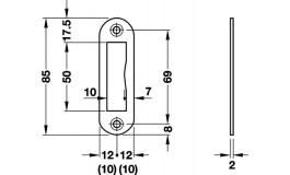 Hafele - Відповідна частина до замка 85х20 мм, нерж. сталь. - 911.39.327
