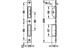 Hafele - Відповідна частина до замка нержавіюча сталь 200х20 мм - 911.39.513