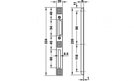 Hafele - Відповідна планка цамак колір: сріблястий ліва 20x220мм - 911.50.438