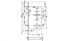 Hafele - Замок врізний для протипожежних дверей 20мм, модель B2390, нерж.сталь, правий - 911.53.161