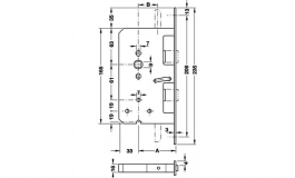 Hafele - Замок врізний для протипожежних дверей 20мм, модель B2390, нерж.сталь, правий - 911.53.169