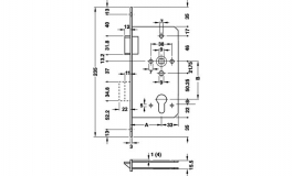 Hafele - Замок врізний PC лівий  вогнетривкий нержавіюча сталь матовий D65/20 - 911.55.076