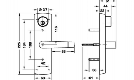 Hafele - Дверна ручка на накладці зі стандартним циліндром, нержавіюча сталь матова - 911.56.029