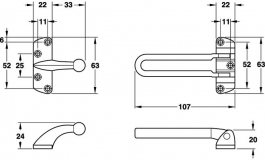 Hafele - Собачка стопорна як запобііжна фурнітура  лів.  цинк хром.поліров. - 911.59.152