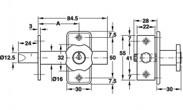 Hafele - Шпінгалет врізний  алюм. колір срібляст.олив. 50/22мм - 911.62.007