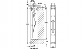 Hafele - Шпінгалет врізний, латунь хромована матова 26/172 мм - 911.62.010
