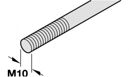 Hafele - Висувний штифт до шпінгалету  M10, довжина 2500мм, сталевий, оцинкований - 911.62.180
